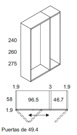 3-Door folding frame 150