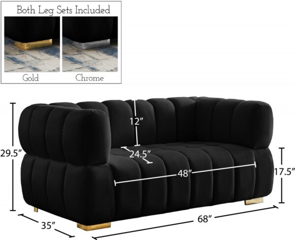 Gwen 68" Velvet Upholstered Loveseat