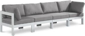 Nizuc 120" Water Resistant Fabric Upholstered Outdoor Patio 4pc. Modular Sofa