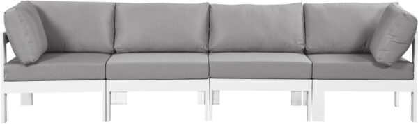 Nizuc 120" Water Resistant Fabric Upholstered Outdoor Patio 4pc. Modular Sofa