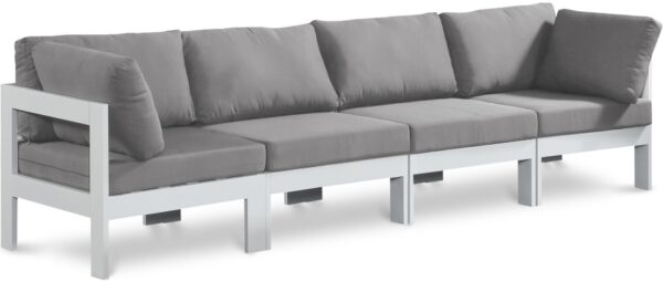 Nizuc 120" Water Resistant Fabric Upholstered Outdoor Patio 4pc. Modular Sofa