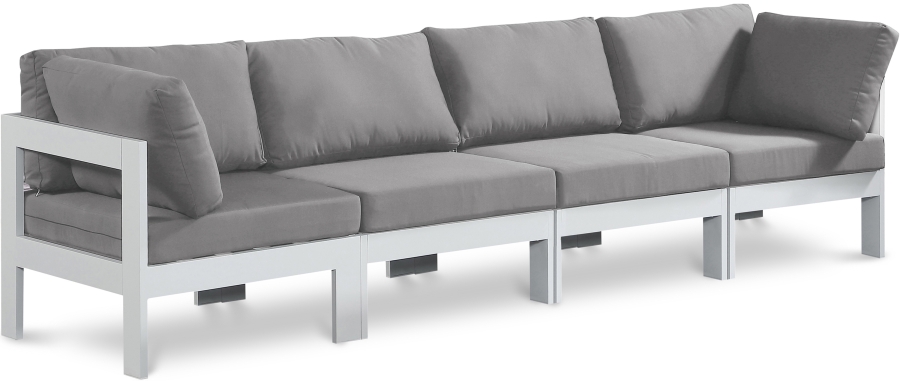 Nizuc 120" Water Resistant Fabric Upholstered Outdoor Patio 4pc. Modular Sofa