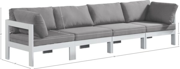 Nizuc 120" Water Resistant Fabric Upholstered Outdoor Patio 4pc. Modular Sofa