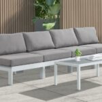 Nizuc 120" Water Resistant Fabric Upholstered Outdoor Patio 4pc. Armless Modular Sofa
