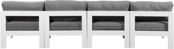 Nizuc 120" Water Resistant Fabric Upholstered Outdoor Patio 4pc. Armless Modular Sofa