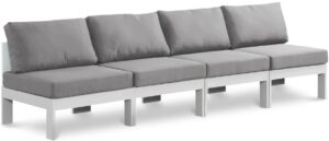 Nizuc 120" Water Resistant Fabric Upholstered Outdoor Patio 4pc. Armless Modular Sofa