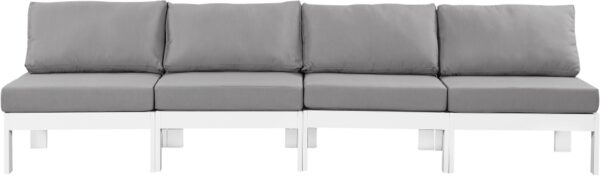 Nizuc 120" Water Resistant Fabric Upholstered Outdoor Patio 4pc. Armless Modular Sofa