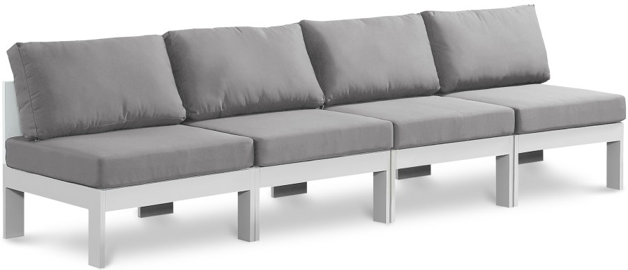 Nizuc 120" Water Resistant Fabric Upholstered Outdoor Patio 4pc. Armless Modular Sofa