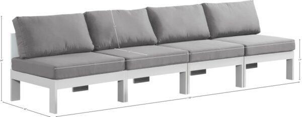Nizuc 120" Water Resistant Fabric Upholstered Outdoor Patio 4pc. Armless Modular Sofa