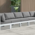 Nizuc 150" Water Resistant Fabric Upholstered Outdoor Patio 5pc. Modular Sofa