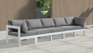 Nizuc 150" Water Resistant Fabric Upholstered Outdoor Patio 5pc. Modular Sofa