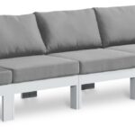 Nizuc 150" Water Resistant Fabric Upholstered Outdoor Patio 5pc. Modular Sofa