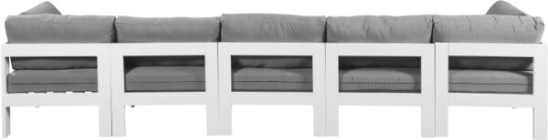 Nizuc 150" Water Resistant Fabric Upholstered Outdoor Patio 5pc. Modular Sofa