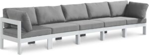 Nizuc 150" Water Resistant Fabric Upholstered Outdoor Patio 5pc. Modular Sofa