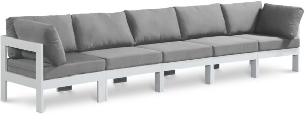 Nizuc 150" Water Resistant Fabric Upholstered Outdoor Patio 5pc. Modular Sofa