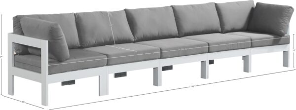 Nizuc 150" Water Resistant Fabric Upholstered Outdoor Patio 5pc. Modular Sofa