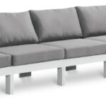 Nizuc 150" Water Resistant Fabric Upholstered Outdoor Patio 5pc. Armless Modular Sofa