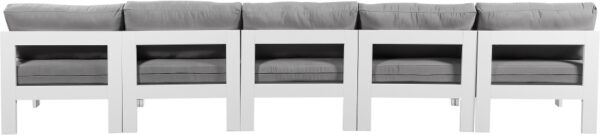 Nizuc 150" Water Resistant Fabric Upholstered Outdoor Patio 5pc. Armless Modular Sofa