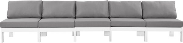 Nizuc 150" Water Resistant Fabric Upholstered Outdoor Patio 5pc. Armless Modular Sofa