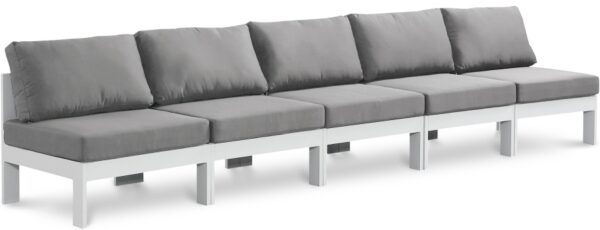 Nizuc 150" Water Resistant Fabric Upholstered Outdoor Patio 5pc. Armless Modular Sofa