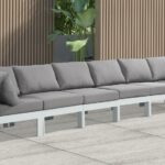 Nizuc 180" Water Resistant Fabric Upholstered Outdoor Patio 6pc. Modular Sofa