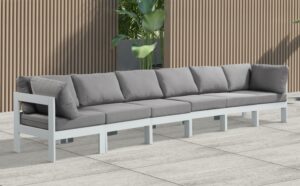 Nizuc 180" Water Resistant Fabric Upholstered Outdoor Patio 6pc. Modular Sofa