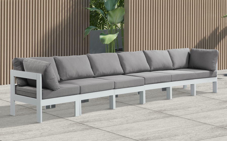 Nizuc 180" Water Resistant Fabric Upholstered Outdoor Patio 6pc. Modular Sofa