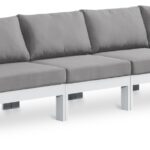 Nizuc 180" Water Resistant Fabric Upholstered Outdoor Patio 6pc. Modular Sofa
