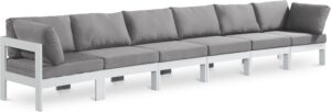 Nizuc 180" Water Resistant Fabric Upholstered Outdoor Patio 6pc. Modular Sofa