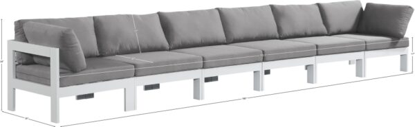 Nizuc 180" Water Resistant Fabric Upholstered Outdoor Patio 6pc. Modular Sofa