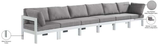 Nizuc 180" Water Resistant Fabric Upholstered Outdoor Patio 6pc. Modular Sofa