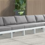 Nizuc 180" Water Resistant Fabric Upholstered Outdoor Patio 6pc. Armless Modular Sofa