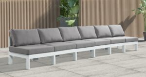 Nizuc 180" Water Resistant Fabric Upholstered Outdoor Patio 6pc. Armless Modular Sofa