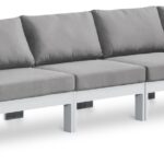 Nizuc 180" Water Resistant Fabric Upholstered Outdoor Patio 6pc. Armless Modular Sofa