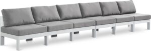 Nizuc 180" Water Resistant Fabric Upholstered Outdoor Patio 6pc. Armless Modular Sofa