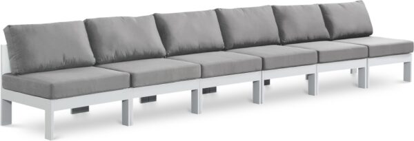 Nizuc 180" Water Resistant Fabric Upholstered Outdoor Patio 6pc. Armless Modular Sofa