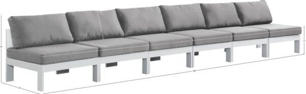 Nizuc 180" Water Resistant Fabric Upholstered Outdoor Patio 6pc. Armless Modular Sofa