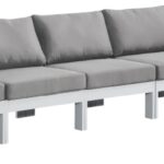 Nizuc 180" Water Resistant Fabric Upholstered Outdoor Patio 6pc. Armless Modular Sofa