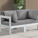 Nizuc 60" Water Resistant Fabric Upholstered Outdoor Patio 2pc. Modular Loveseat