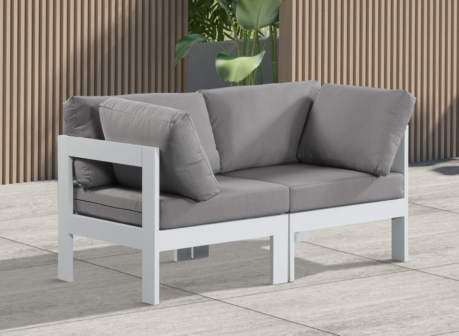 Nizuc 60" Water Resistant Fabric Upholstered Outdoor Patio 2pc. Modular Loveseat