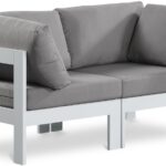 Nizuc 60" Water Resistant Fabric Upholstered Outdoor Patio 2pc. Modular Loveseat