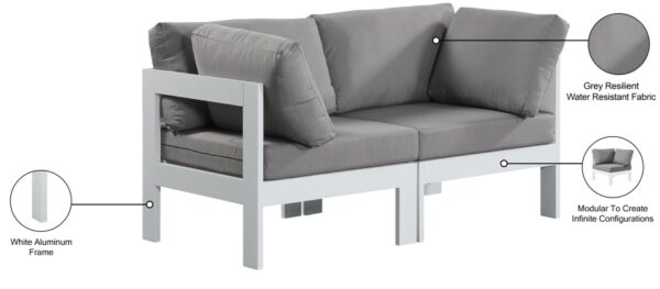 Nizuc 60" Water Resistant Fabric Upholstered Outdoor Patio 2pc. Modular Loveseat