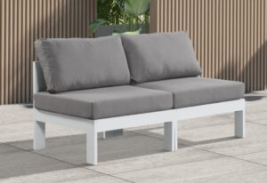 Nizuc 60" Water Resistant Fabric Upholstered Outdoor Patio 2pc. Armless Modular Loveseat