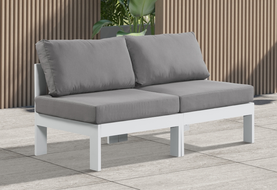 Nizuc 60" Water Resistant Fabric Upholstered Outdoor Patio 2pc. Armless Modular Loveseat
