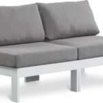 Nizuc 60" Water Resistant Fabric Upholstered Outdoor Patio 2pc. Armless Modular Loveseat