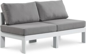Nizuc 60" Water Resistant Fabric Upholstered Outdoor Patio 2pc. Armless Modular Loveseat