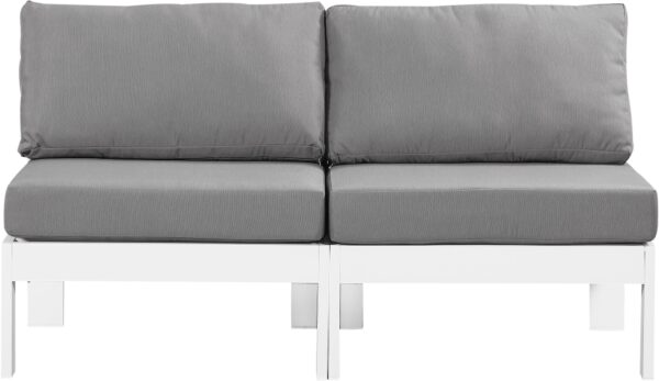 Nizuc 60" Water Resistant Fabric Upholstered Outdoor Patio 2pc. Armless Modular Loveseat