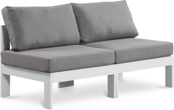 Nizuc 60" Water Resistant Fabric Upholstered Outdoor Patio 2pc. Armless Modular Loveseat