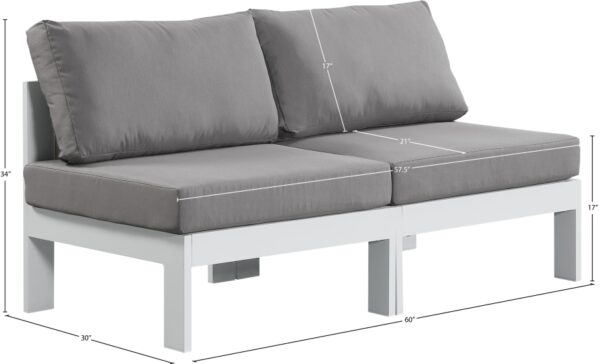 Nizuc 60" Water Resistant Fabric Upholstered Outdoor Patio 2pc. Armless Modular Loveseat