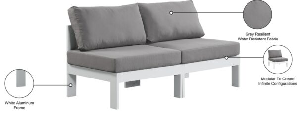 Nizuc 60" Water Resistant Fabric Upholstered Outdoor Patio 2pc. Armless Modular Loveseat